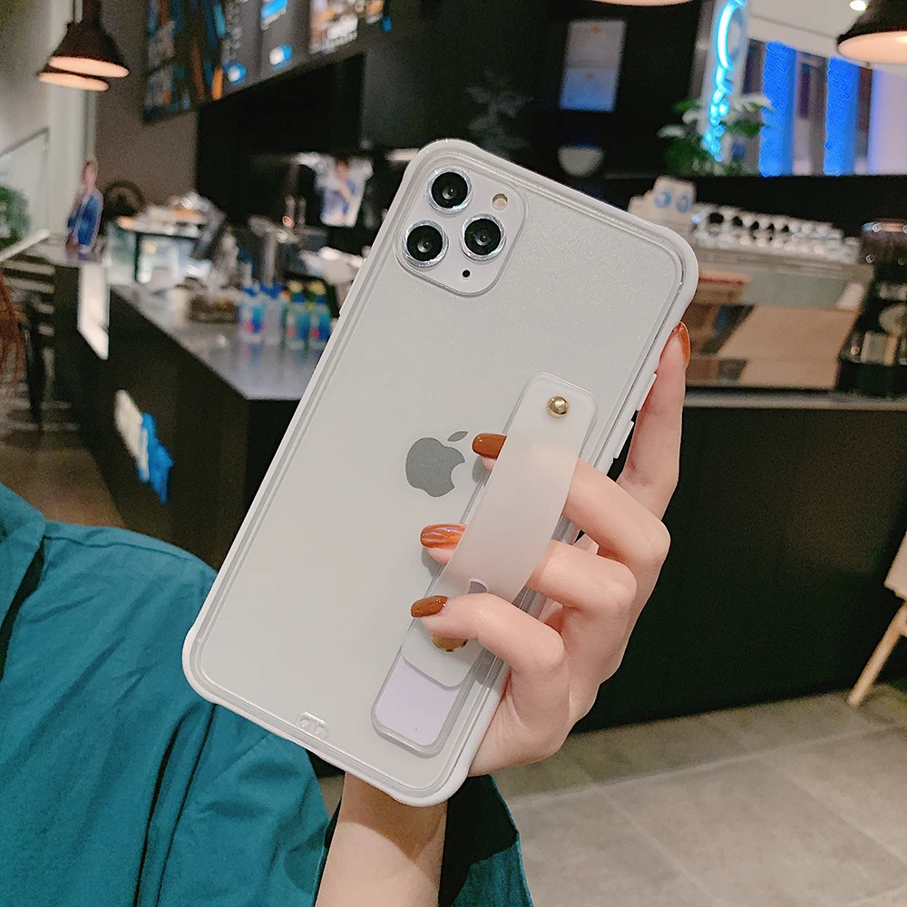 Противоударный бампер Прозрачный чехол для телефона для iPhone 11 Pro X XR XS Max 8 7 6 6S Plus прозрачный мягкий ТПУ ремешок на запястье подставка задняя крышка - Цвет: T3