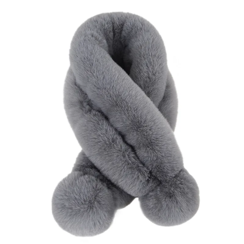 

Women Winter Faux Fur Scarf Female Warm Thicken Imitation Rabbit Fur Scarves Fur Grass Tippet Solid Color Neckerchief