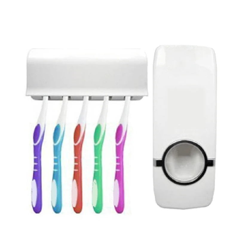 

Automatic Toothpaste Dispenser Toothbrush Holder Wall Suction Wash Set Bathroom Accessories(White)