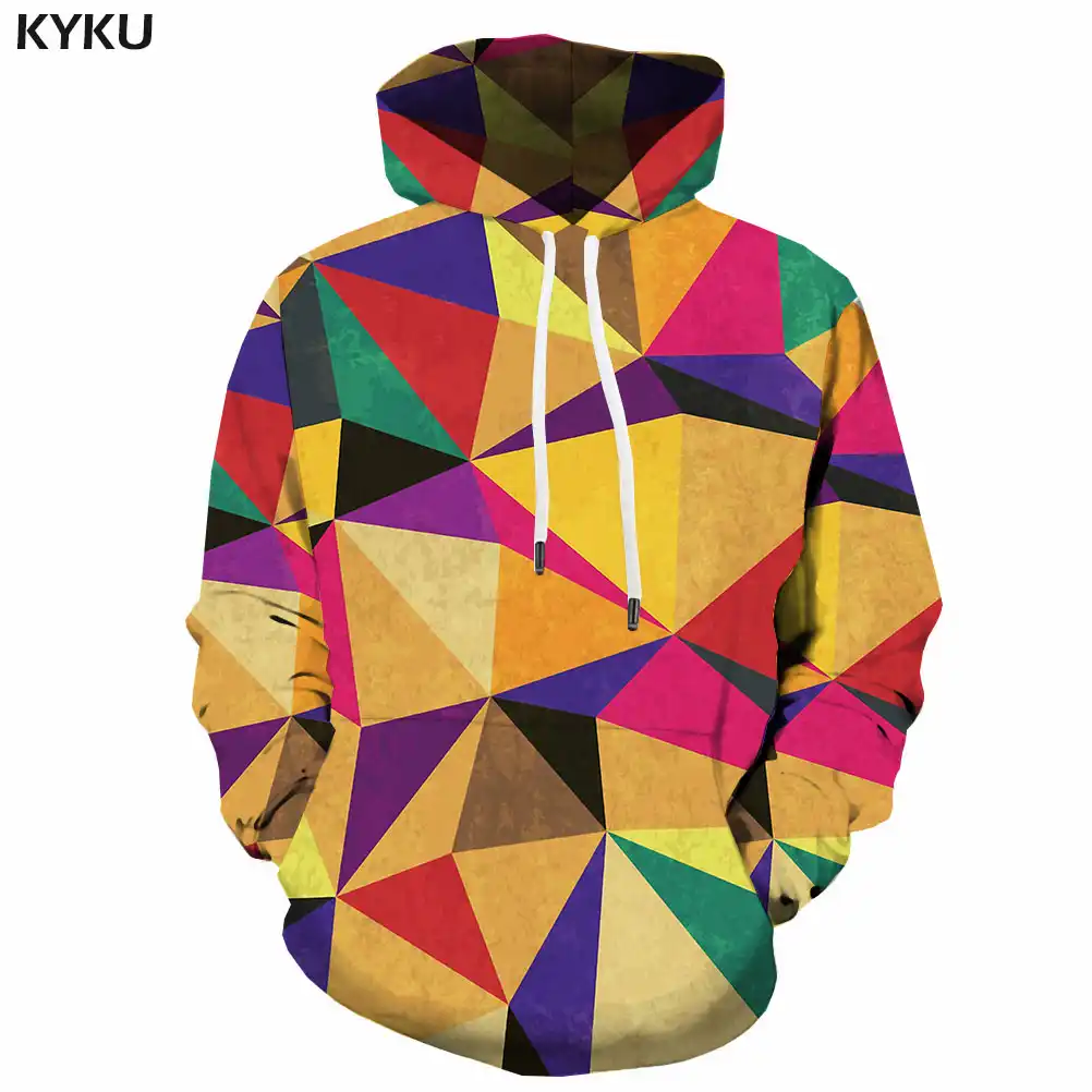 Kyku ブランドテトリスパーカー男性サイケデリックパーカーアニメカラフルな 3d プリントアートトレーナープリントフード付きカジュアル長袖面白い パーカー スウェット Aliexpress