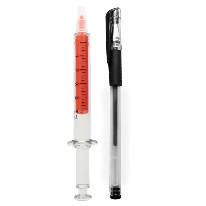 

6 Pcs Illuminated Marker Syringe Highlighter Pen Watercolor Medical Stationery & 12 Pcs Gel Pen Business Signature Pen Desk Stat