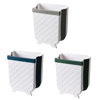

HOT Wall Mounted Folding Waste Bin Kitchen Cabinet Door Hanging Trash Bin Garbage Car Trash Can Wall Mounted Foldable