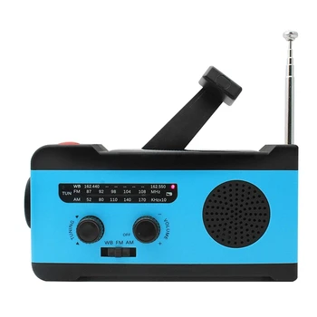 

Emergency Noaa Weather Crank Solar Powered Portable Radio with 2000Mah Battery Power for Cell Phone, Bright Flashlight and Sos A