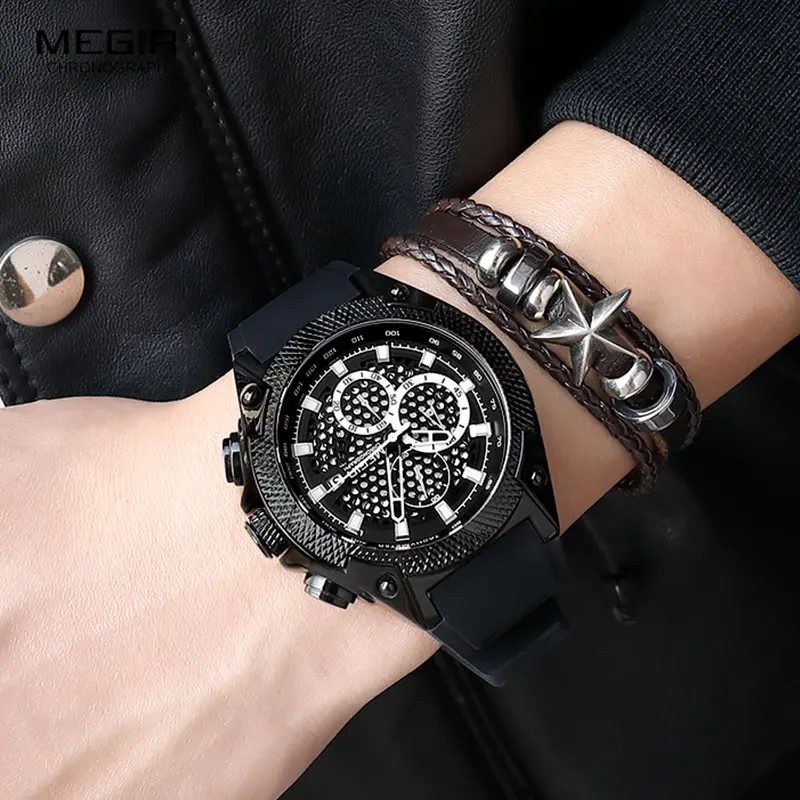 MEGIR армейские кварцевые часы мужские топ брендовые Роскошные хронограф часы мужские водонепроницаемые спортивные наручные часы Relogio Masculino часы 2127