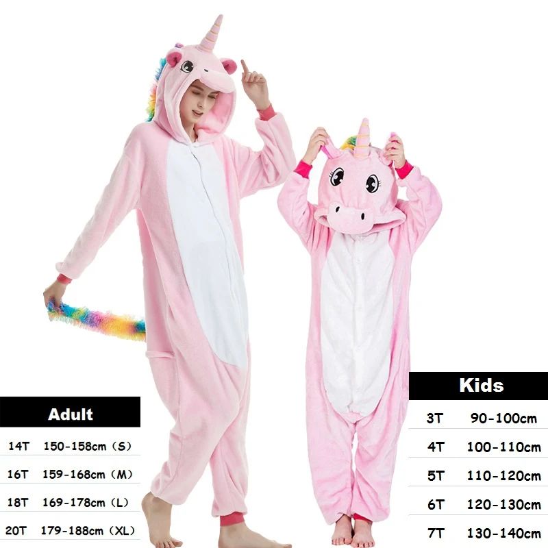 Пижама для мальчиков и девочек; зимняя женская пижама с единорогом; Пижама кигуруми с изображением животных из мультфильмов; Пижама кигуруми; детская пижама с капюшоном; одежда для сна для малышей; комбинезон - Цвет: new pink tenma