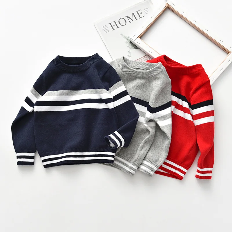 

Europe And America CHILDREN'S Sweater 2019 New Style Boys' Sweater Baby Pullover Knitting Shirt Pure Cotton