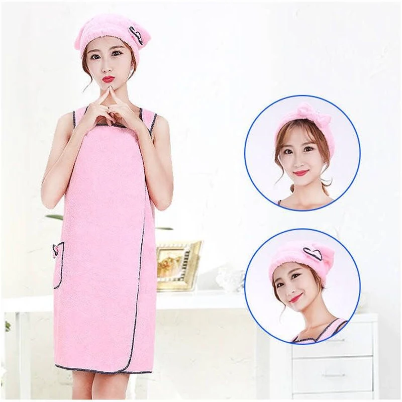 Домашняя флисовая юбка для купания Шапочка-полотенце душа повязка волос