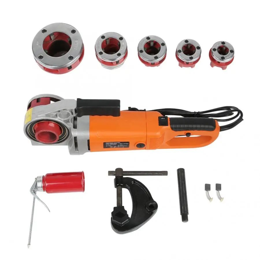 

Thrding Mascine Portable Handheld Electric Pipe Threader Threading Machine With 6 Dies Destornillador Reversible