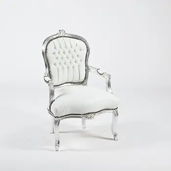 

Way Home Store Poltrona BAROCCO Luis Argento e Ecopelle Bianca 63 x 65 x 94 cm