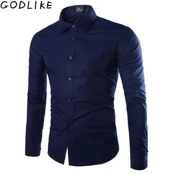 

New 2019 Fashion Camisa Masculina Cotton Long Sleeve Shirts Mens Korean Slim Fit Design Formal Casual Male Dress Shirt