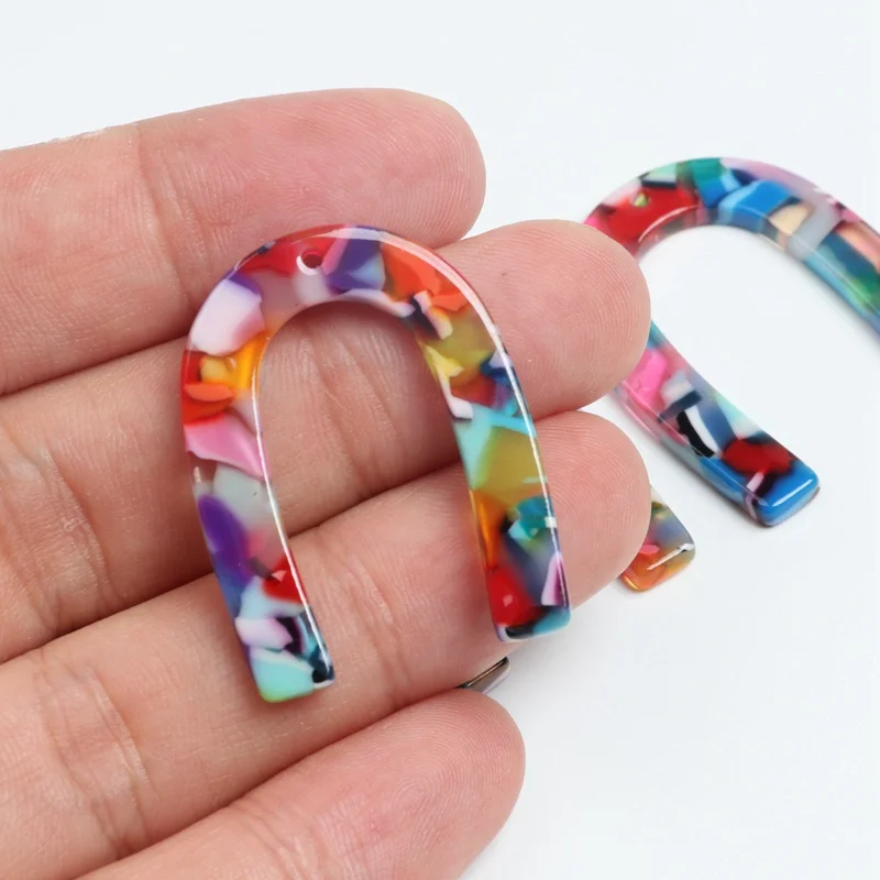 A91-250A-6PCS Серьги в виде черепахи, подвески из ацетата, u-образные подвески, u-образные серьги, 35x26 мм, ACE250 - Окраска металла: A91-250A-6PCS