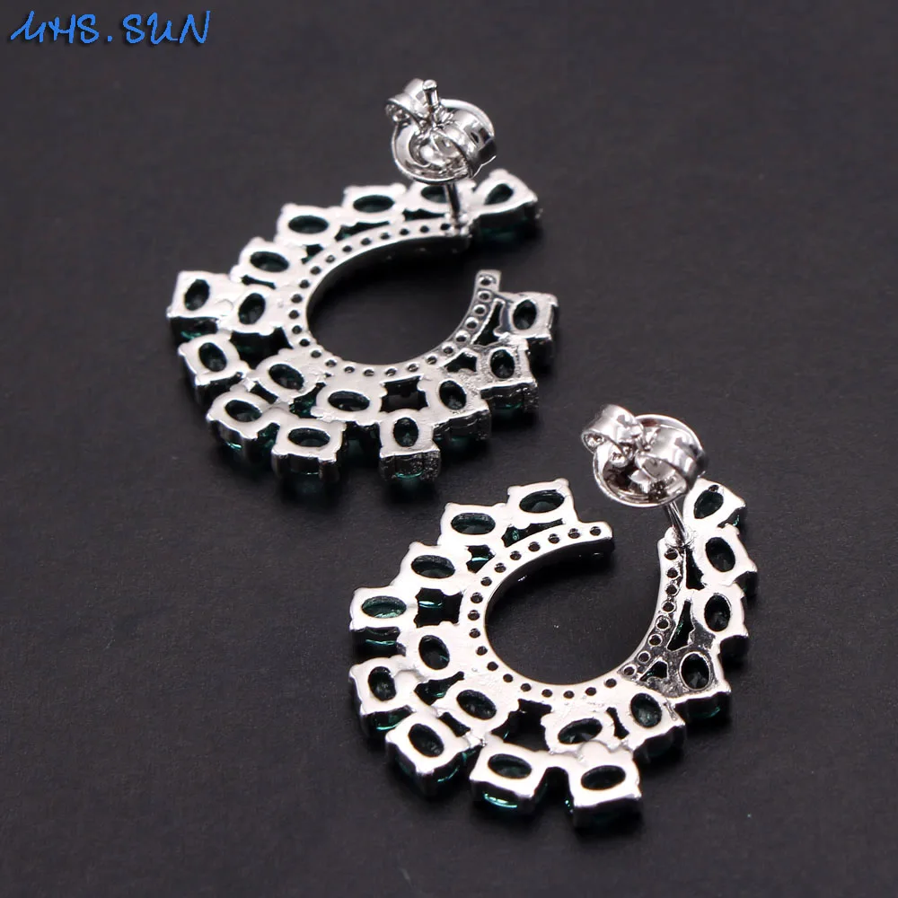 MHS. SUN, модные серьги, новинка, серьги для девушек, Роскошные, голубой/белый циркон, серьги-гвоздики для женщин, свадебные ювелирные изделия, серьги Brincos