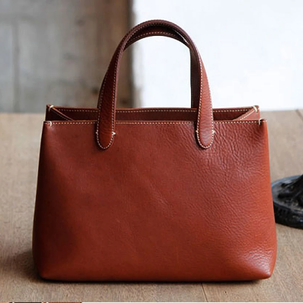 DIY leather craft women handbag 500gsm kraft paper die cutting sewing pattern stitch hole english version template 30x25x14cm