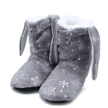 

Women Slippers Indoor Shoes Soft Snowflake Rabbit Shoes Winter Warm Plush Non-Slip Home Slippers Sock Christmas Gift Slides
