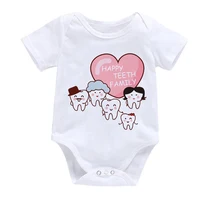 Happy Teeth Family Printed Baby Girl Boy Clothes Fashion Creative Cartoon Baby Bodysuit 2021 New Summer Casual Newborn Romper 1