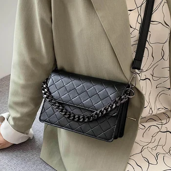 

Woven Small Square Bag Female Bag 2020 New Simple Solid Color Handbag Casual Wild Tide Women Shoulder Diagonal Bag Blue Girl Bag