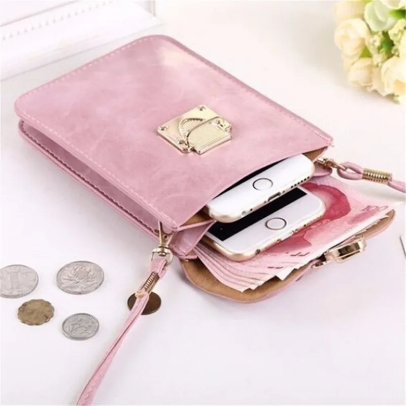 Women Leather Messenger Bag Mini Cell Cellphone Pouch Student Crossbody Case Clutch Purse Wallet Girl Small Shoulder Bag Handbag