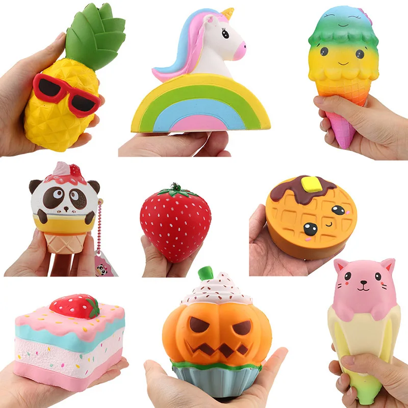 Мягкие медленно поднимающиеся игрушки антистресс Kawaii животных Моделирование еда модель клубника мороженое Единорог торт мягкие игрушки для детей