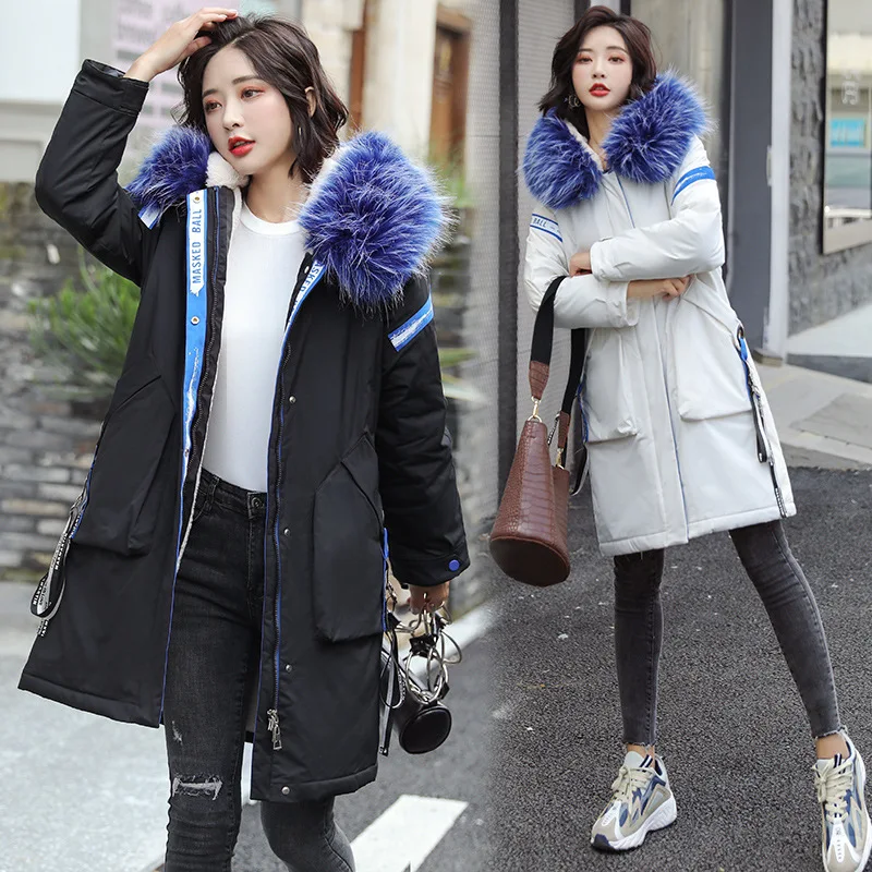 

According to Nalini 2019 Winter Lambs Wool Inner Wearing Korean-style down Jacket Women's Mid-length Large Fur Collar Students B