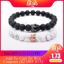 8 мм браслеты с бусинами из натурального камня и браслеты Король Королева пара браслет для влюбленных его и ее ювелирные изделия ручной работы MBR180309