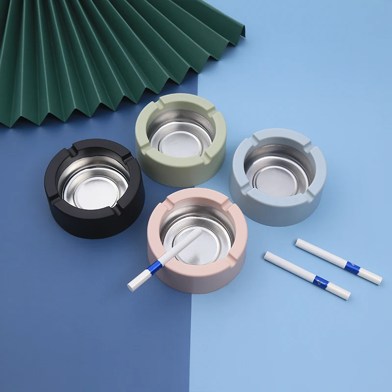 New Nordic style four slot ashtray Round Shatterproof Ashtray Ash 9*9*3