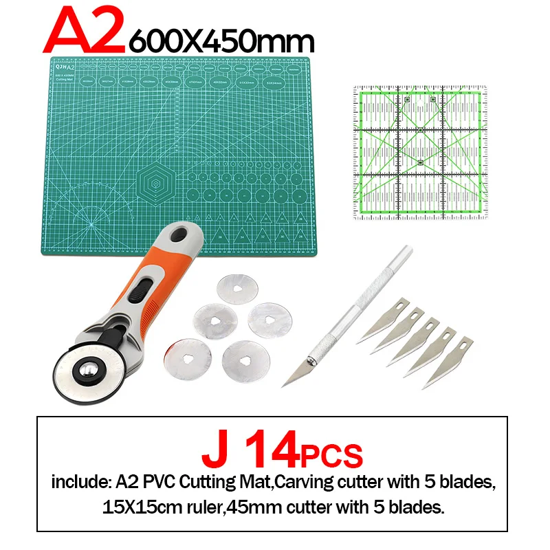 Professional Self-Healing Double-Sided PVC Cutting Mat Rotary Blade Compatible Hammer Hole Punches Leather Tool Set Sewing