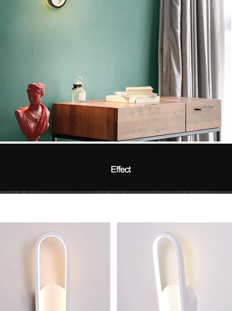 Креативный Овальный современный светодиодный настенный светильник для спальни, гостиной, кабинета, домашнего декора, прикроватные Настенные светильники белого и черного цвета, 90-260 в