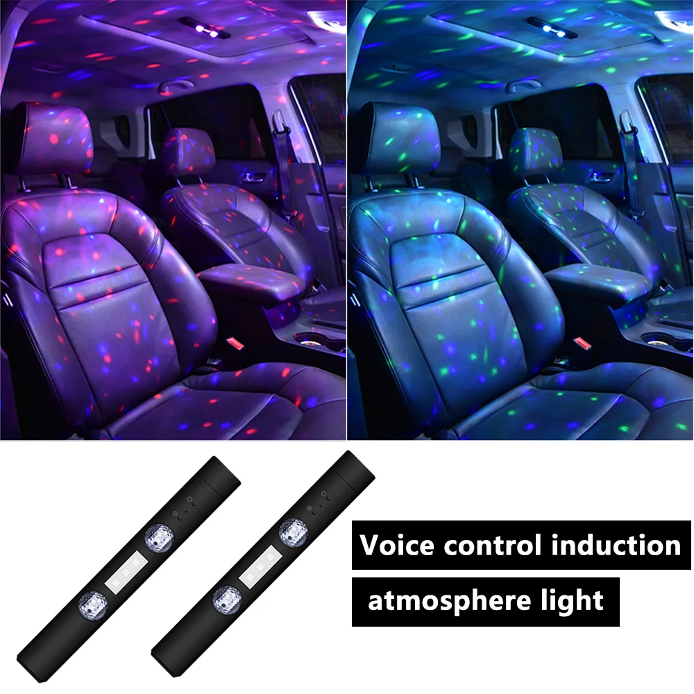 LED Car Atmosphere Lamp RGB Roof Star Light USB Wireless Lamp Multiple Modes Automotive Interior Decorative Ambient Party Lights