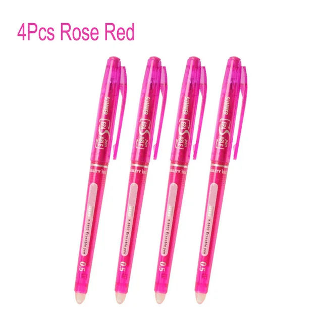 8Pcs/Set Erasable Gel Pen 0.7mm 0.5mm Bullet Tip Blue Black Red Ink Refill Rods 8 Color Writing Drawing Painting Washable Handle 4pcs rose red