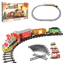 2 вида стилей огни и звуки Классический Рождественский поезд Рождественский фестиваль детские подарки Декор Украшение подарок