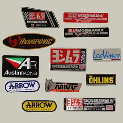 2PCS Motorcycle Exhaust Pipes Decal Sticker Aluminium 3D Heat-resistant Decals for Yoshimura Scorpio Leovince Two Brother Arrow