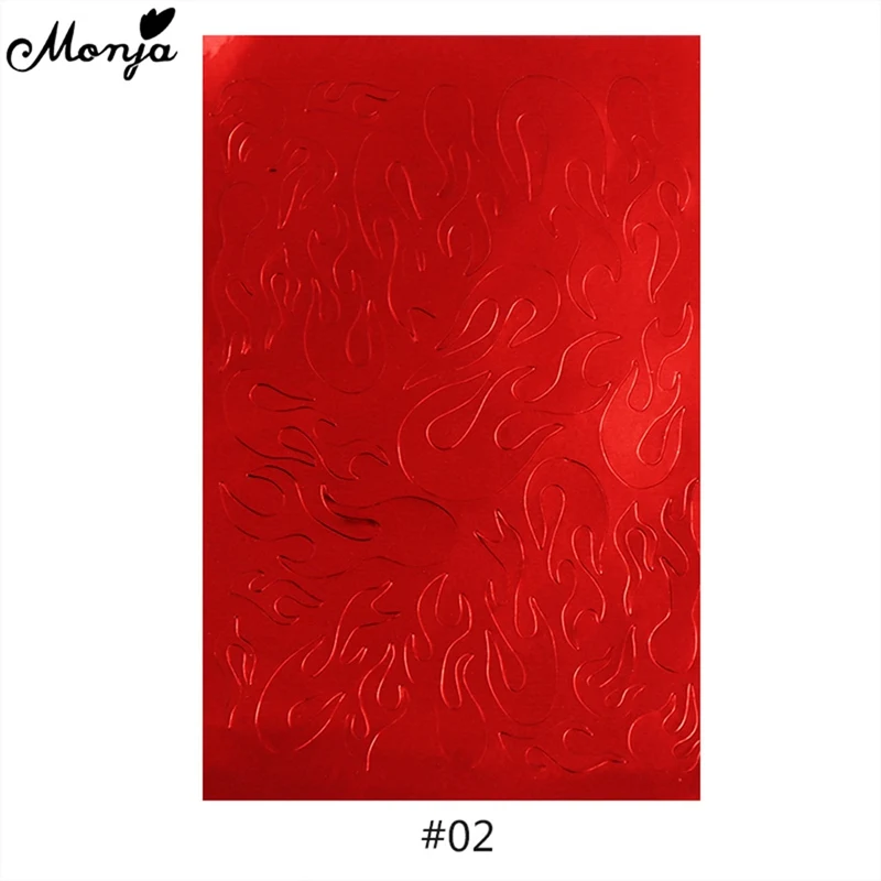 8 PCS Holographic Fire Flame Nail Vinyls Stencil Hollow Stickers Fires On Manicure Stencil Stickers Nail Art Decoration