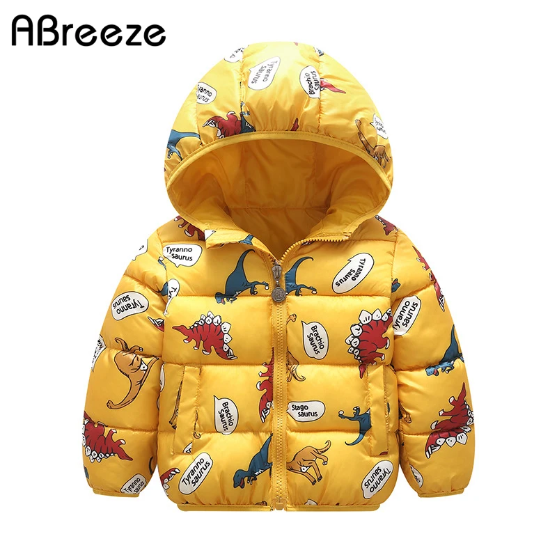 Коллекция года, новые зимние теплые куртки для маленьких детей куртка с капюшоном и рисунком динозавра для девочек верхняя одежда для мальчиков, пальто