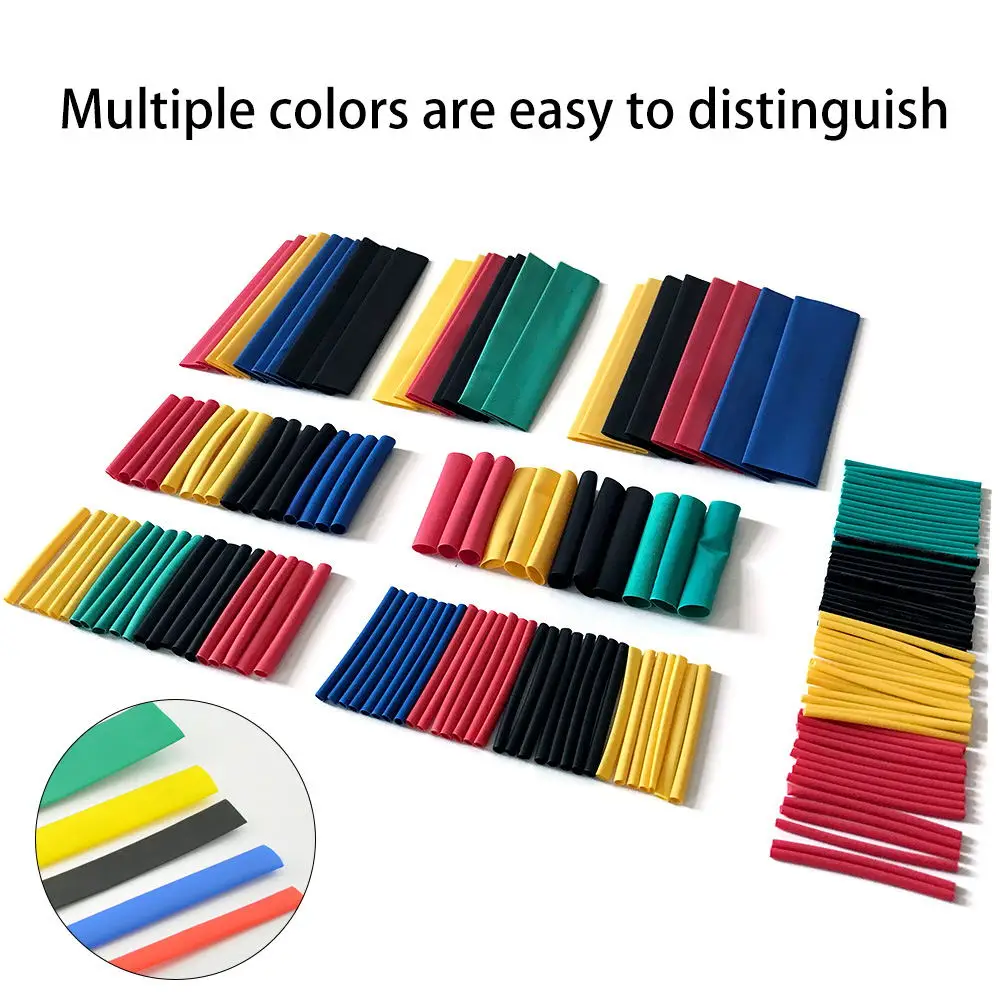 164pcs Thermoresistant Tube Heat Shrink Wrapping KIT, Termoretractil Shrinking Tubing Assorted Pack Wire Cable Insulation Sleeve