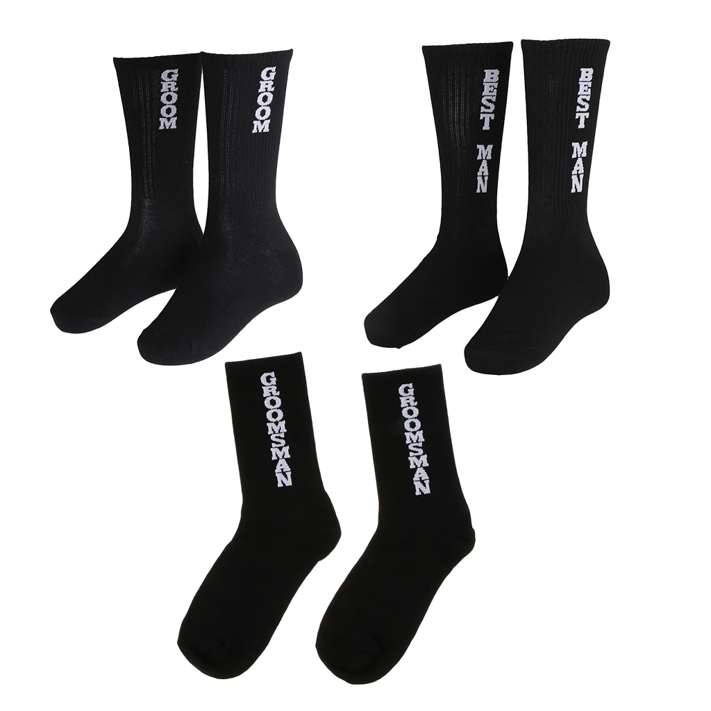 Cotton Mens Wedding Groom Socks Breathable Short Crew Socks Black