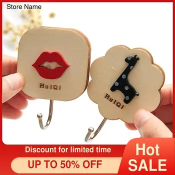 

Wooden Cartoon Hook Vintage Strong Hook Seamless Wall Nailless Viscose Wood Clothes Hook home accessories key holder wall