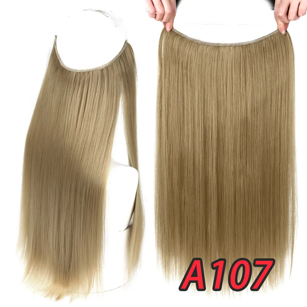 Xnaira лески невидимая проволока без зажима Одна деталь флип в накладные волосы, шиньоны из искусственных волос Halo наращивание волос для Для женщин - Цвет: A107