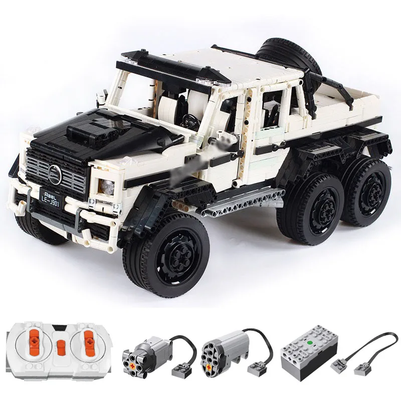 Конструктор lepinblocks technic Series Car MOC 2425 G63 AMG 6X6 LAND CRUISER, набор модельных строительных блоков, кирпичи, Детские машинки, игрушки - Цвет: with motor