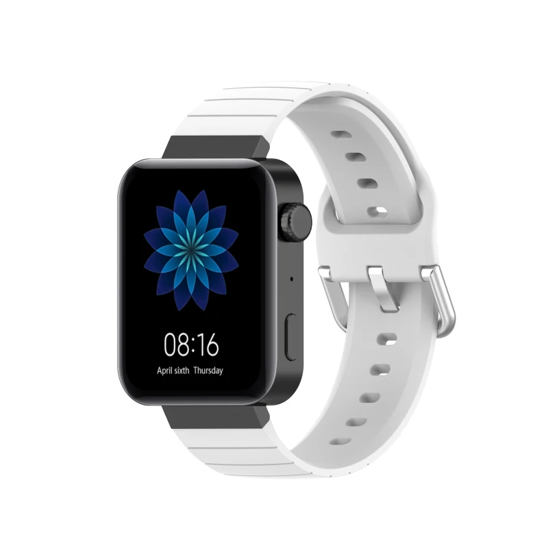 Anti Buckle Strap For Xiaomi Mi Watch Medical Grade Silicone Replacement Wristband Stainless Steel Silver Buckle Material PTCS