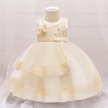 

2020 Summer Baby Girl Dress Champagne Christening Dress For Girl Clothes Infant Clothes Lace Princess 1 Year Birthdays Dresses
