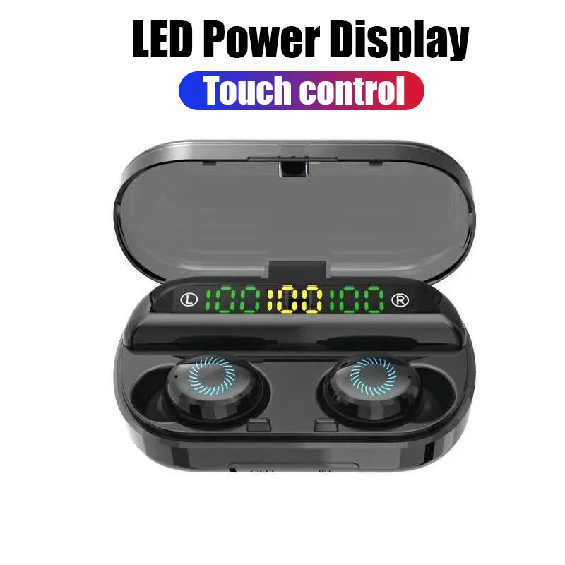 Touch Control 8D беспроводные наушники Bluetooth V5.0 Спортивные Беспроводные наушники светодиодный дисплей сенсорное управление стерео наушники с микрофоном гарнитура - Color: Touch Control