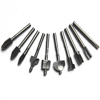 

10pcs 3.2mm Woodworking Art Engraving Rotary Machine Small Milling Cutter Set HSS Woodworking Trimmer Grinding Knife