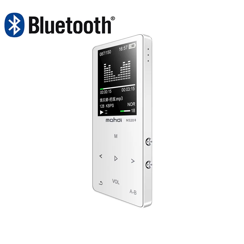Оригинальные металлические сенсорные клавиши Bluetooth MP3-плеер 8 Гб Встроенный громкий динамик мини музыкальный плеер с fm-радио диктофон электронная книга - Цвет: Белый