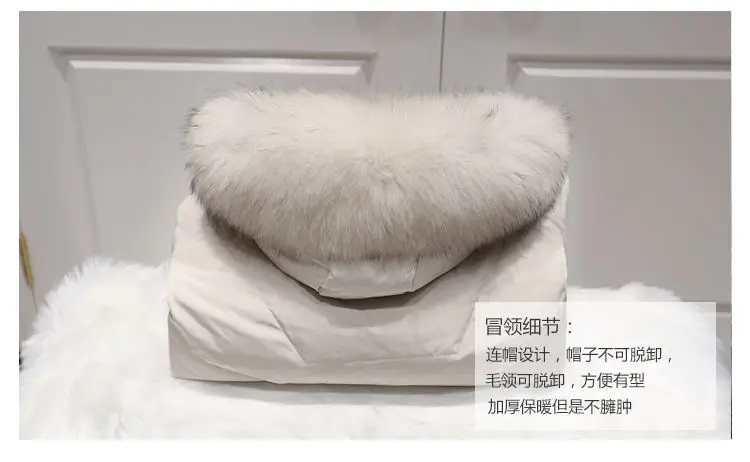 White Duck Down Jacket Women New Winter Korean Version of Knee-high Fur Collar Long Thick Little Coat