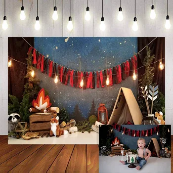 

Mehofond Merry Christmas Adventure Photography Background Flash Tent Animal Lumberjack Photophone Backdrop Decor Photo Studio
