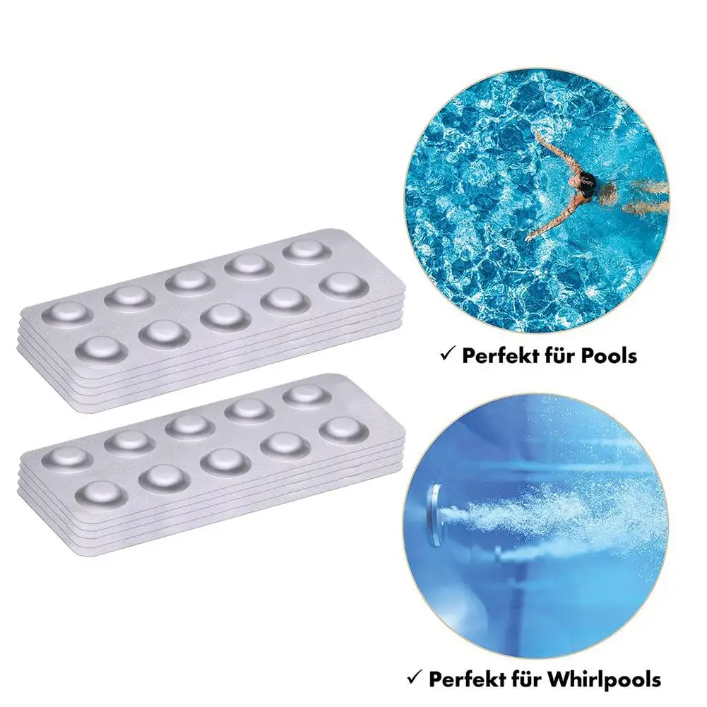 100PCS Pool Tester Kit For PH Value Water Quality Test Tablets PH Value Phenol Red Test Tablets Chlorine Swimming Pool Water