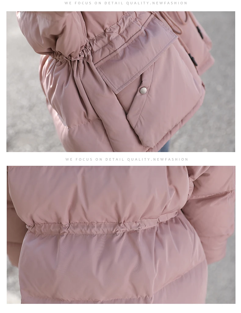 Thick Versatile Fashion Elegant Solid Color Simple Stand Collar Long Sleeve Winter Cotton-padded Clothes