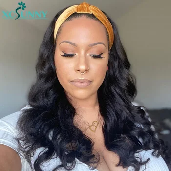 

Wavy Headband Wig 180 Density Glueless Human Hair Wigs With Headband Remy Brazilian Full Machine Made Wig For Women xcsunny
