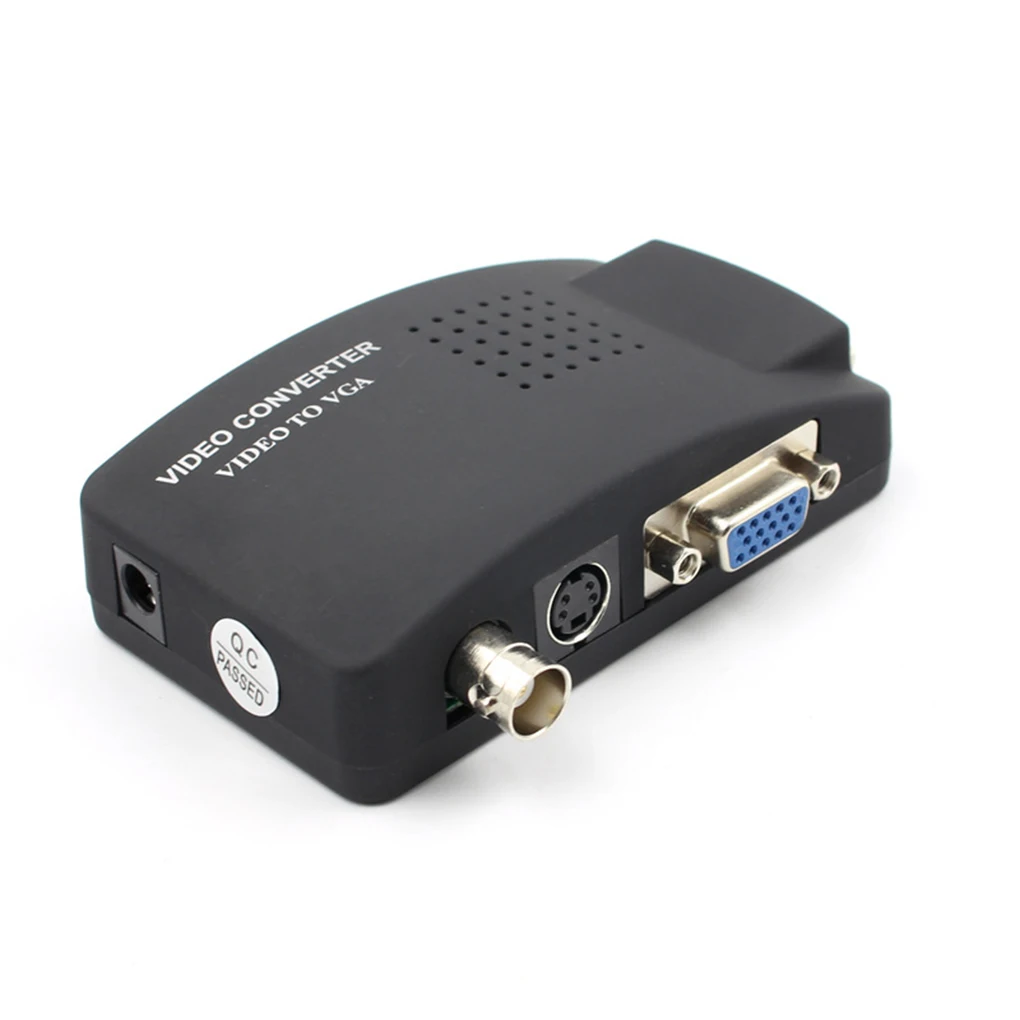 Черный Портативный BNC к VGA видео конвертер композитный s-видео вход к ПК VGA выход адаптер цифровой переключатель коробка для ПК камеры DVD и BNC - Цвет: Черный
