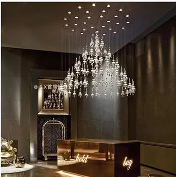 

Shop decoration creative crystal chandelier villa luxury upscale duplex bedroom restaurant long post-modern chandelier led
